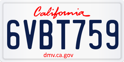 CA license plate 6VBT759