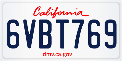 CA license plate 6VBT769
