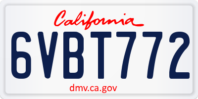 CA license plate 6VBT772