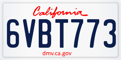 CA license plate 6VBT773