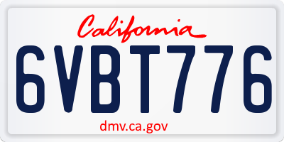 CA license plate 6VBT776