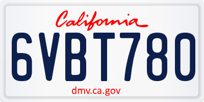 CA license plate 6VBT780