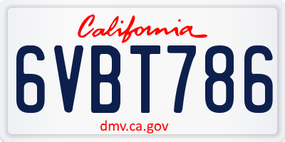 CA license plate 6VBT786