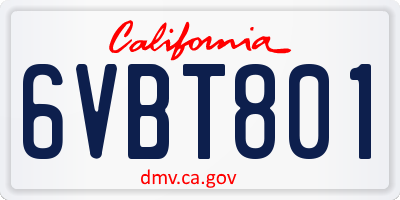 CA license plate 6VBT801