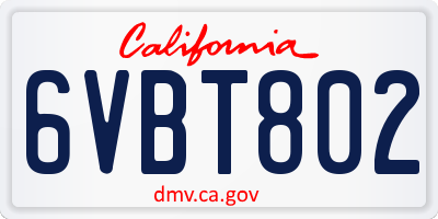 CA license plate 6VBT802