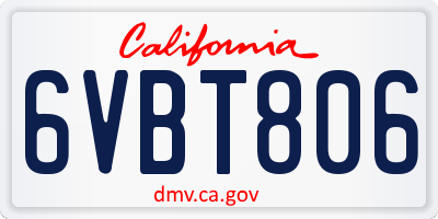 CA license plate 6VBT806