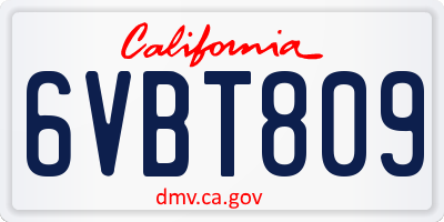 CA license plate 6VBT809