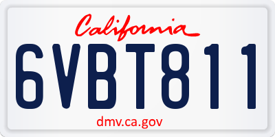 CA license plate 6VBT811