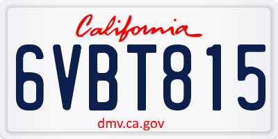 CA license plate 6VBT815