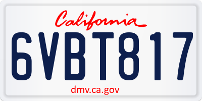 CA license plate 6VBT817