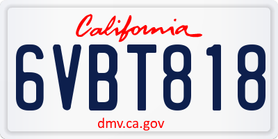 CA license plate 6VBT818