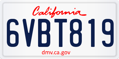 CA license plate 6VBT819