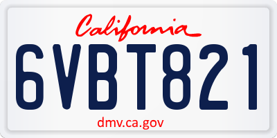 CA license plate 6VBT821