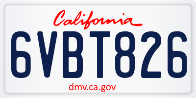 CA license plate 6VBT826