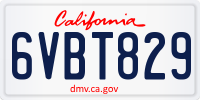 CA license plate 6VBT829