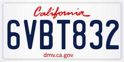 CA license plate 6VBT832