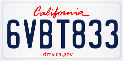 CA license plate 6VBT833