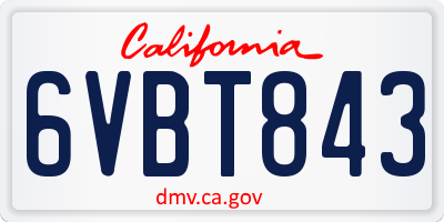 CA license plate 6VBT843