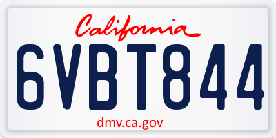 CA license plate 6VBT844