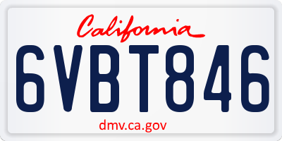CA license plate 6VBT846