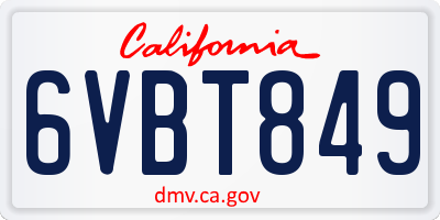 CA license plate 6VBT849