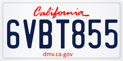 CA license plate 6VBT855