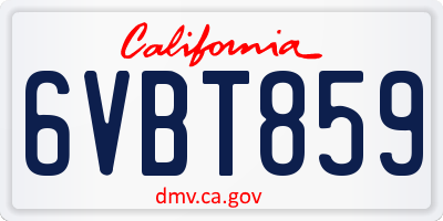 CA license plate 6VBT859