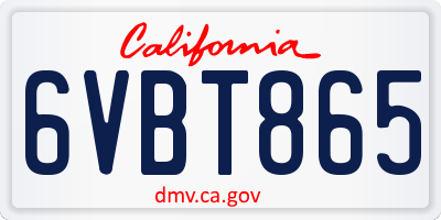 CA license plate 6VBT865