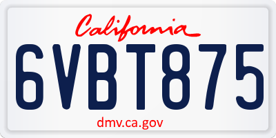 CA license plate 6VBT875