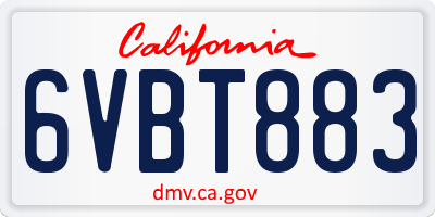 CA license plate 6VBT883