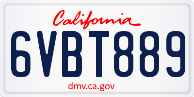 CA license plate 6VBT889