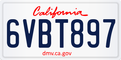 CA license plate 6VBT897