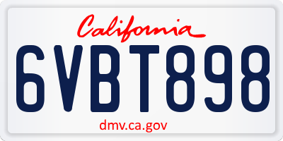 CA license plate 6VBT898