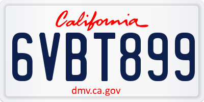 CA license plate 6VBT899