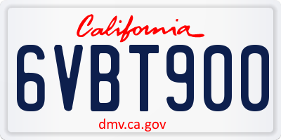 CA license plate 6VBT900