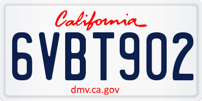 CA license plate 6VBT902