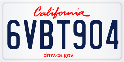 CA license plate 6VBT904