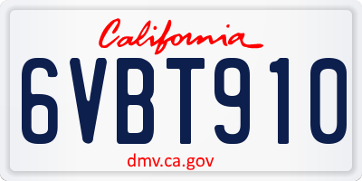 CA license plate 6VBT910