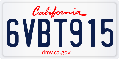 CA license plate 6VBT915