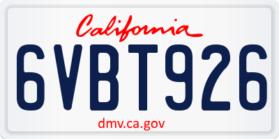 CA license plate 6VBT926