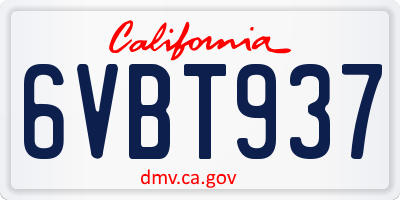 CA license plate 6VBT937