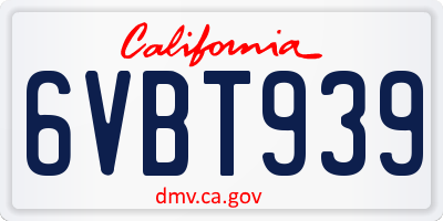 CA license plate 6VBT939