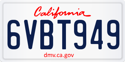 CA license plate 6VBT949