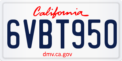 CA license plate 6VBT950