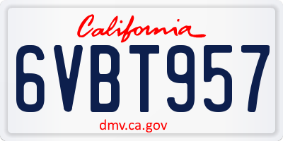 CA license plate 6VBT957