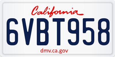 CA license plate 6VBT958