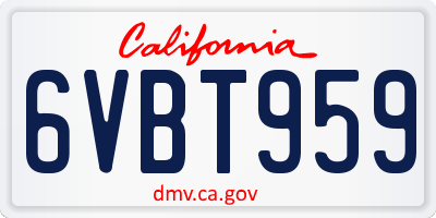 CA license plate 6VBT959