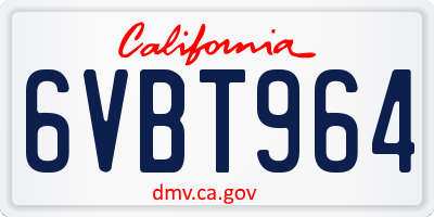 CA license plate 6VBT964