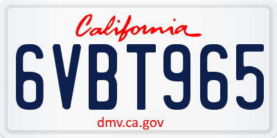 CA license plate 6VBT965