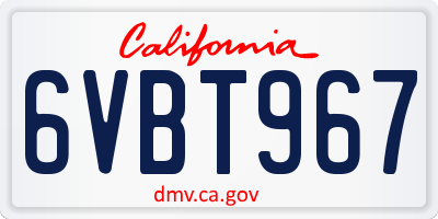 CA license plate 6VBT967